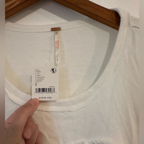 Free People NWT Catalina Smocked Round Collar Mini Dress Ivory Size Small - Picture 4 of 9